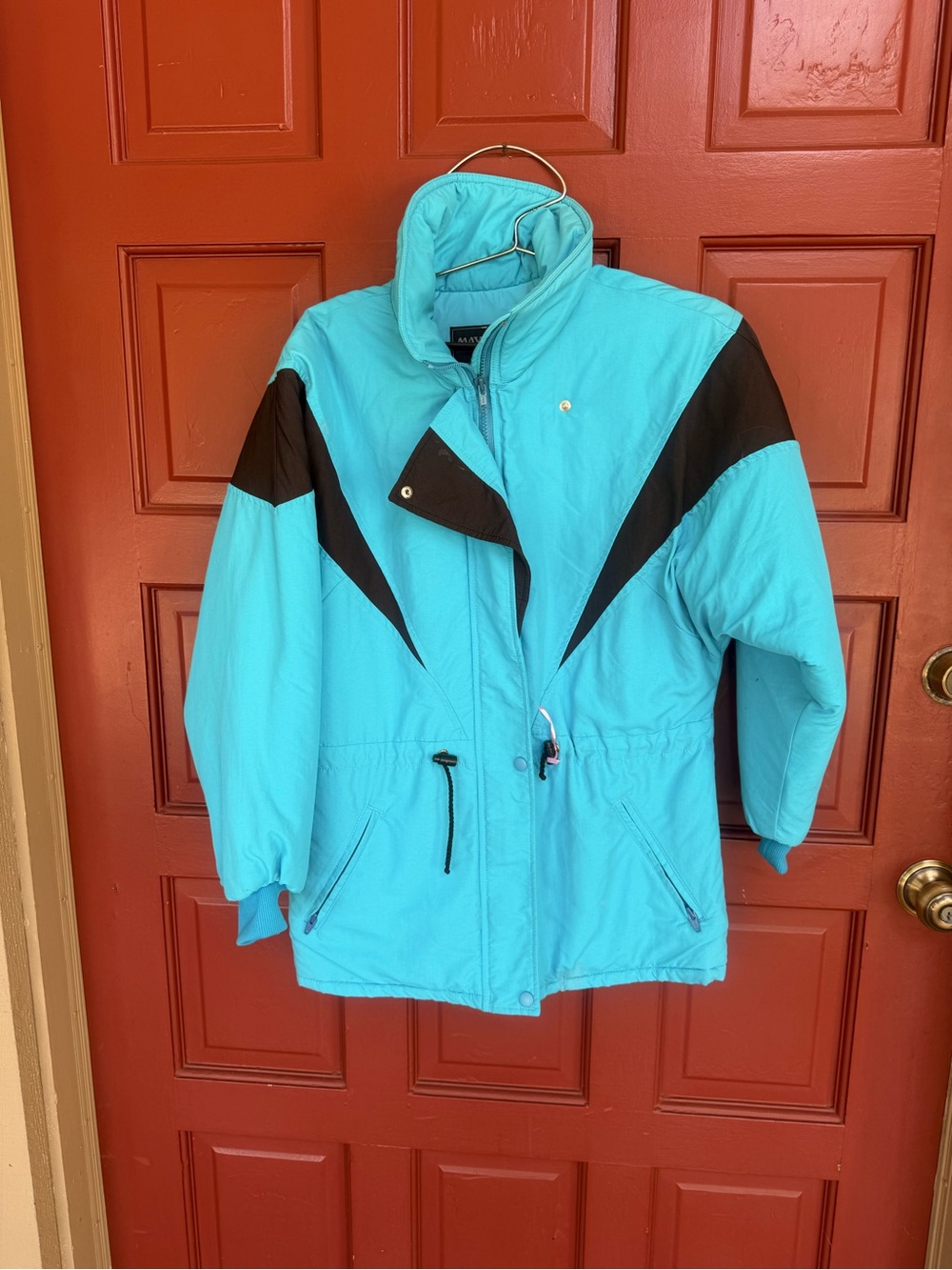 Maywest vintage70’-80’S Turquoise Ski Jacket with Black Accent made in Canada